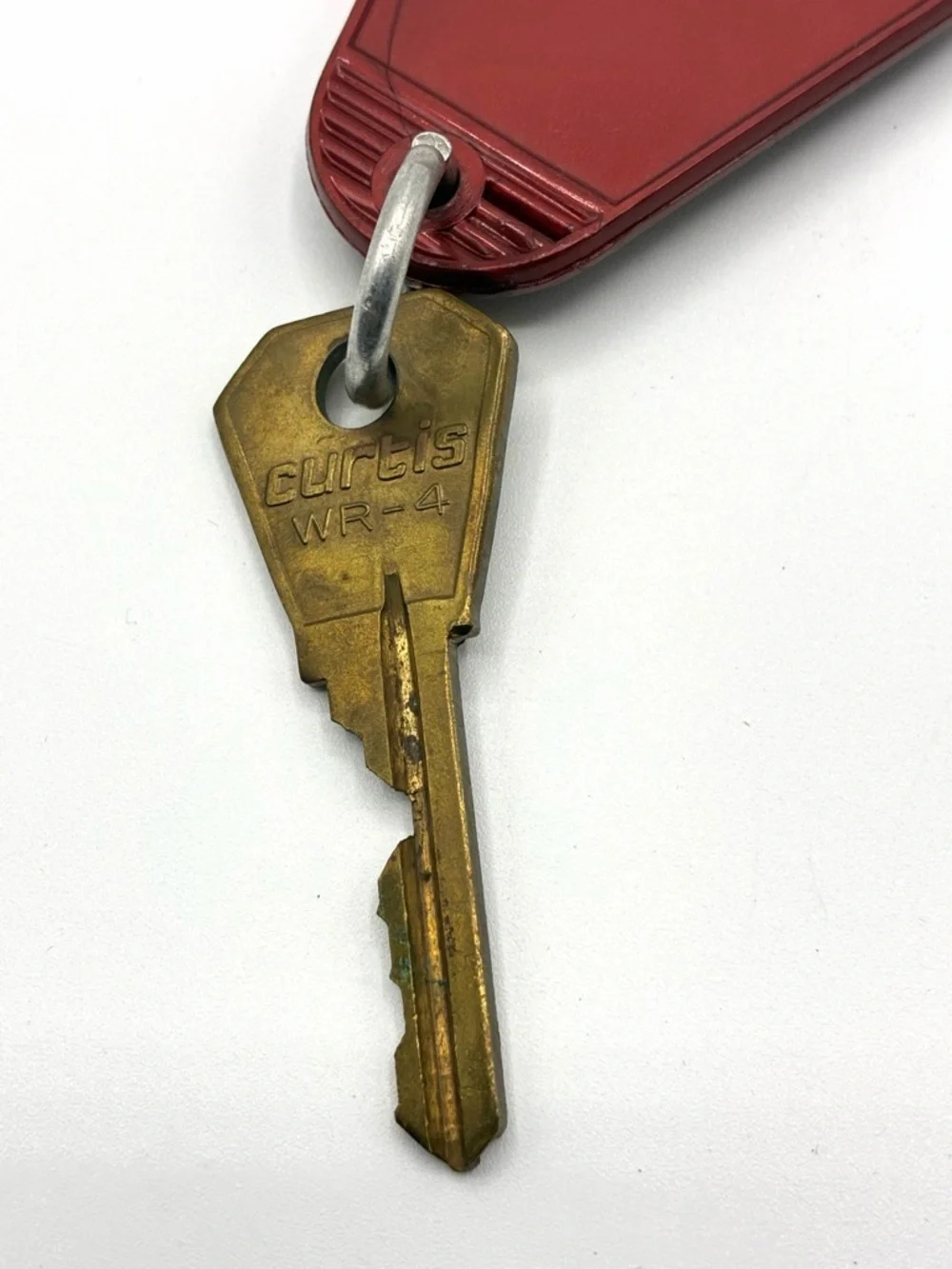 Vintage Motel Key Tag 420 Red Keychain Curtis WR-4 USA Rare Number Retro Fob